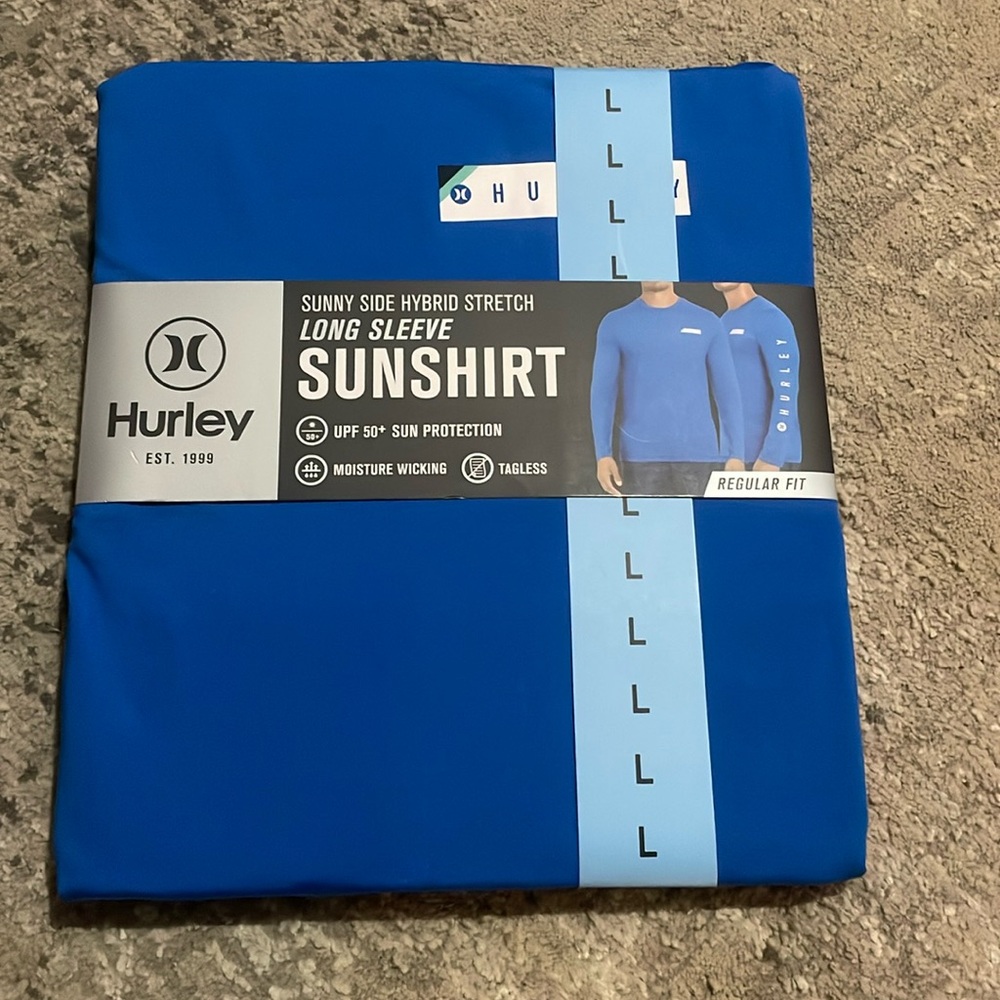 NWTs Men’s Hurley Sunny Side Hybrid stretch long sleeve sun shirt UPF 50+ Sz L